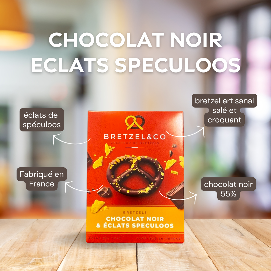 bretzel chocolat noir - éclats de spéculoos