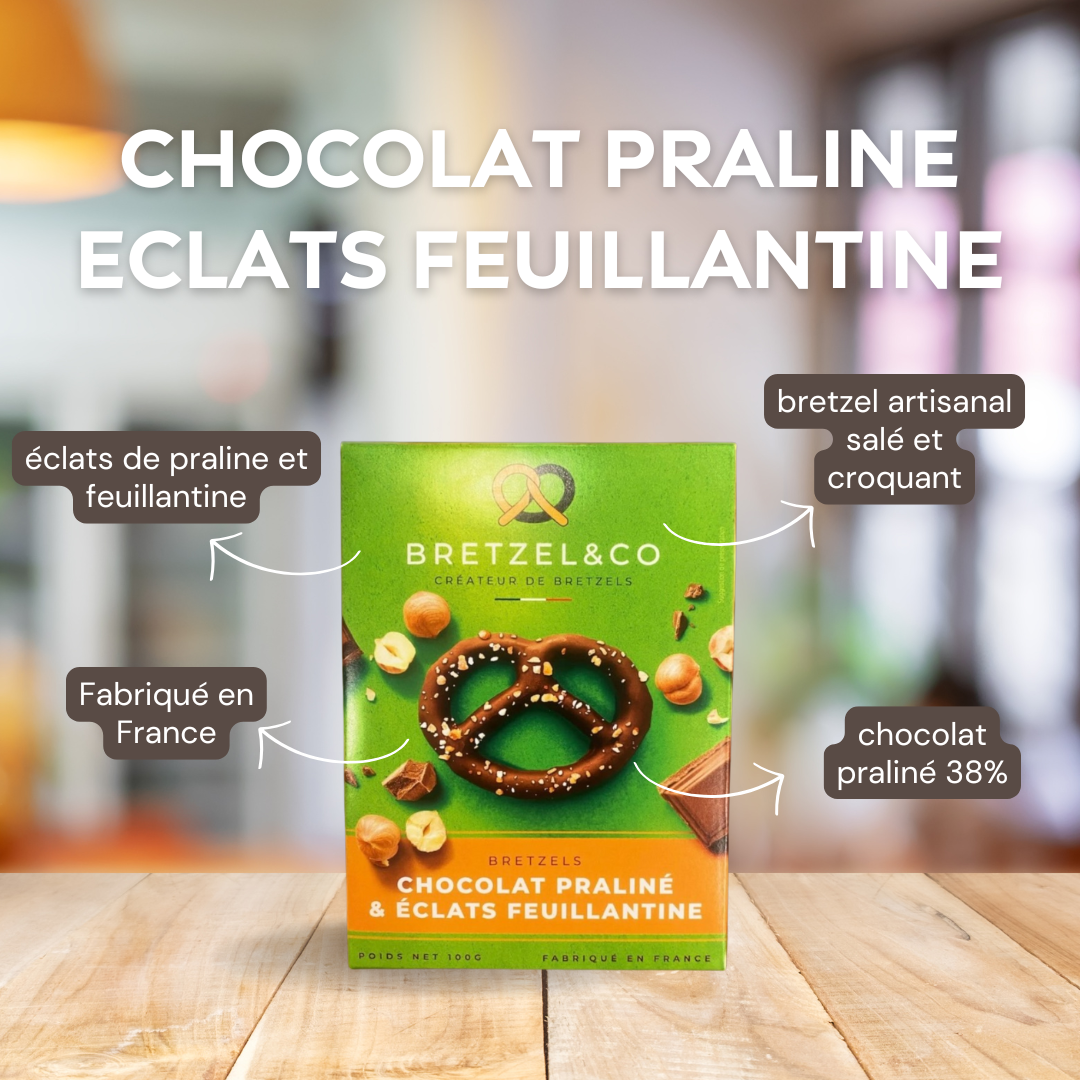 bretzel chocolat praliné - éclats de feuillantine