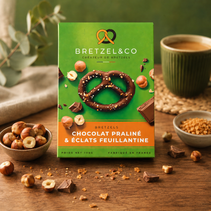 bretzel chocolat praliné - éclats de feuillantine