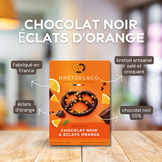 bretzel chocolat noir - éclats d'orange