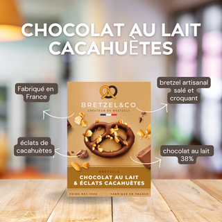 bretzel chocolat au lait - éclats de cacahuètes