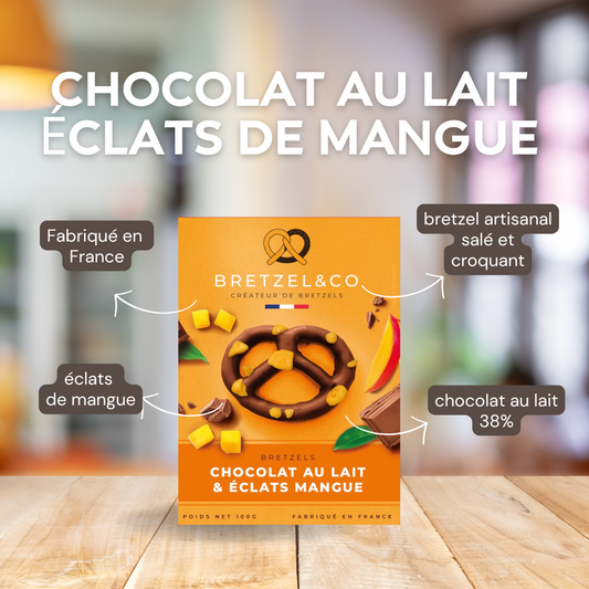 bretzel chocolat au lait - éclats de mangue