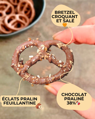 bretzel chocolat praliné - éclats de feuillantine