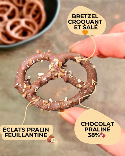 bretzel chocolat praliné - éclats de feuillantine