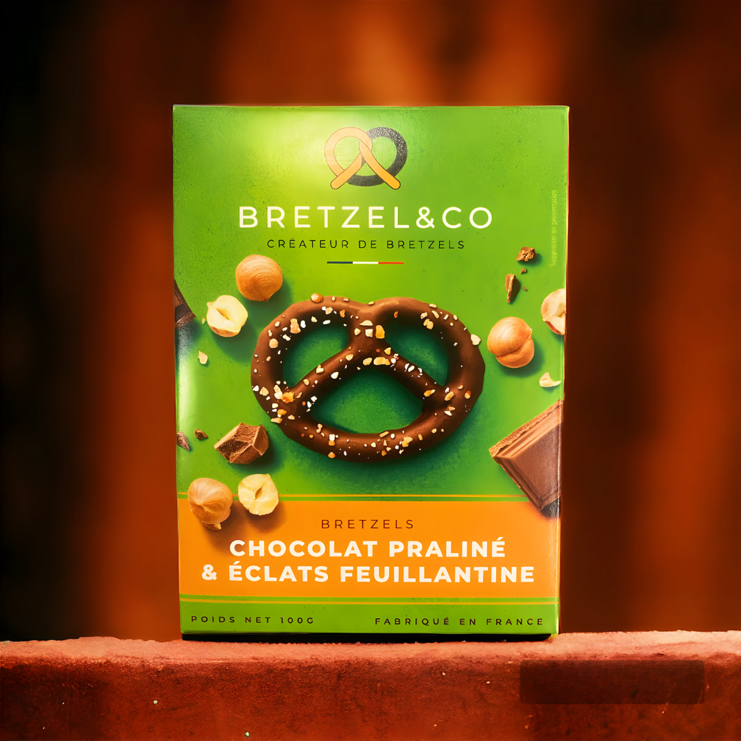 bretzel chocolat praliné - éclats de feuillantine