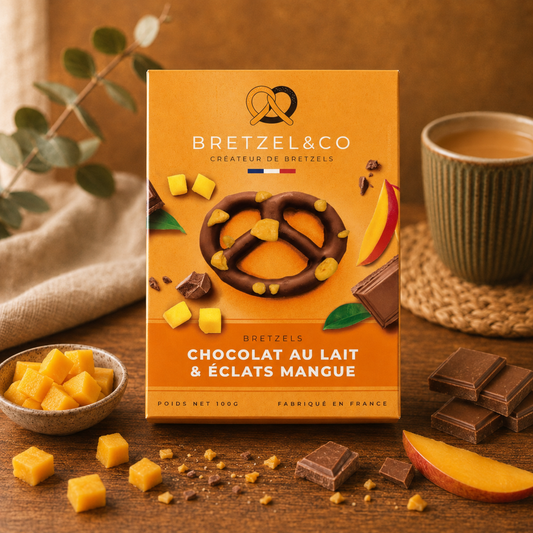 bretzel chocolat au lait - éclats de mangue