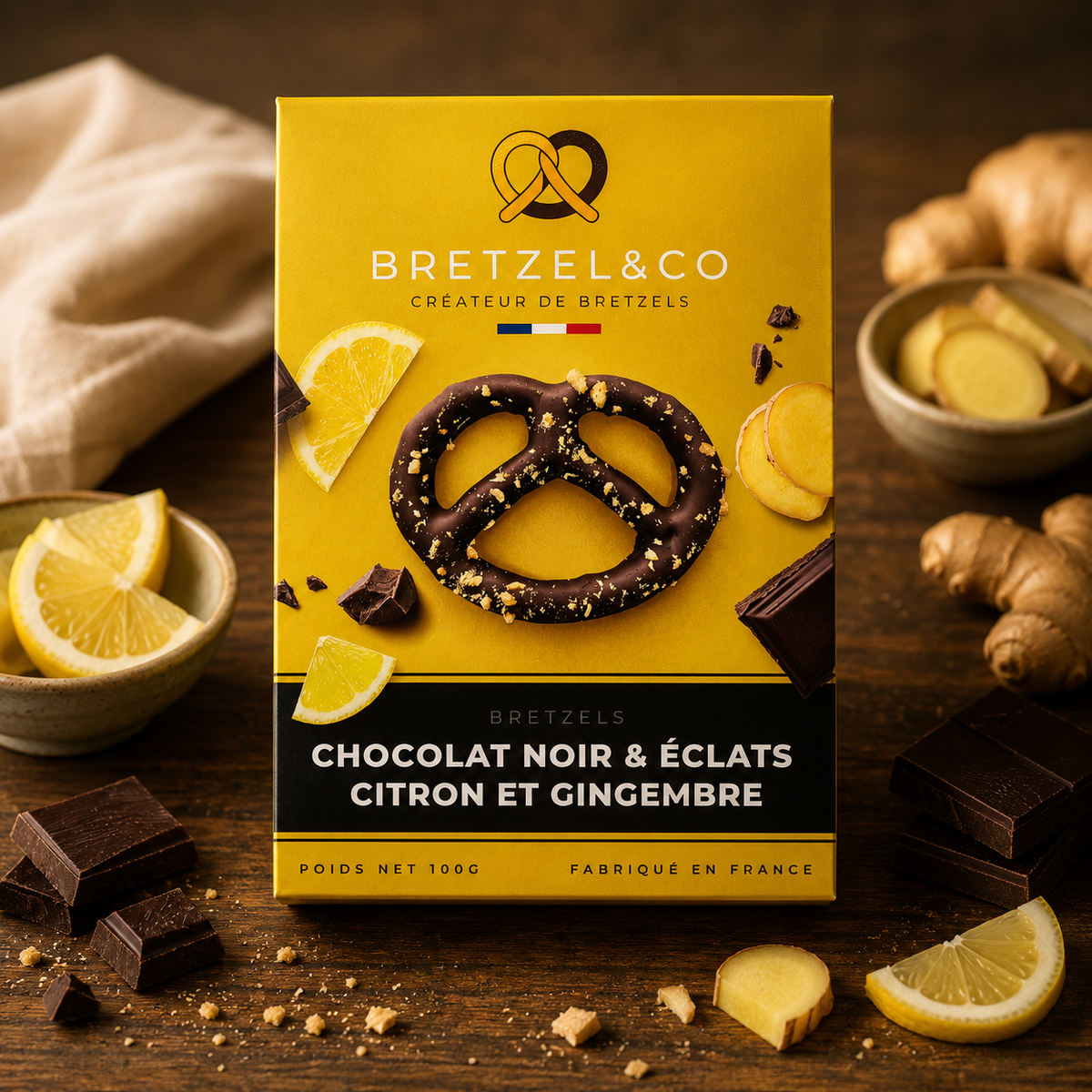 bretzel chocolat noir - citron gingembre