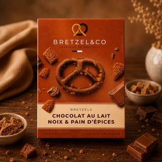 bretzel chocolat au lait - noix et pain d'épices