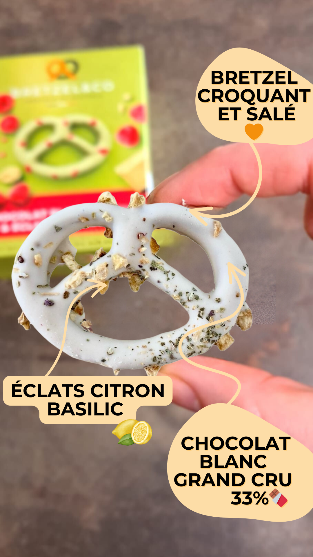 bretzel chocolat blanc - citron et basilic