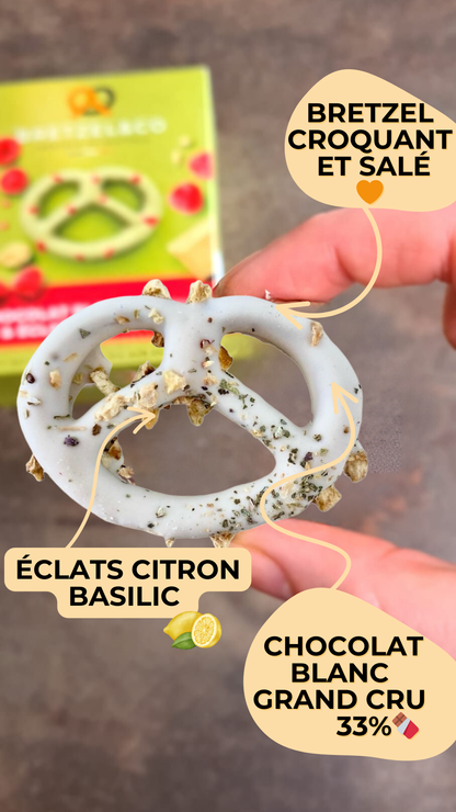 bretzel chocolat blanc - citron et basilic