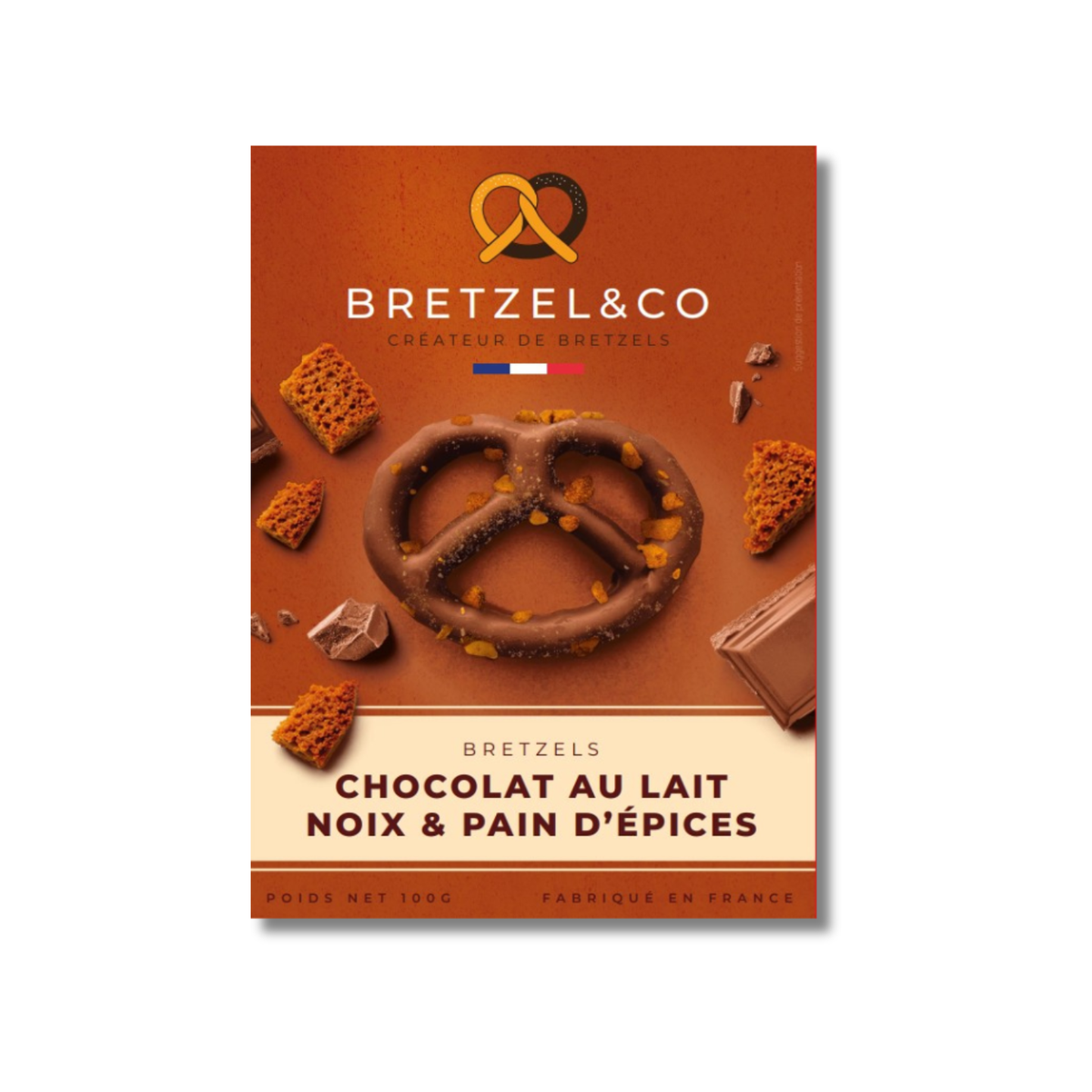 bretzel chocolat au lait - noix et pain d'épices