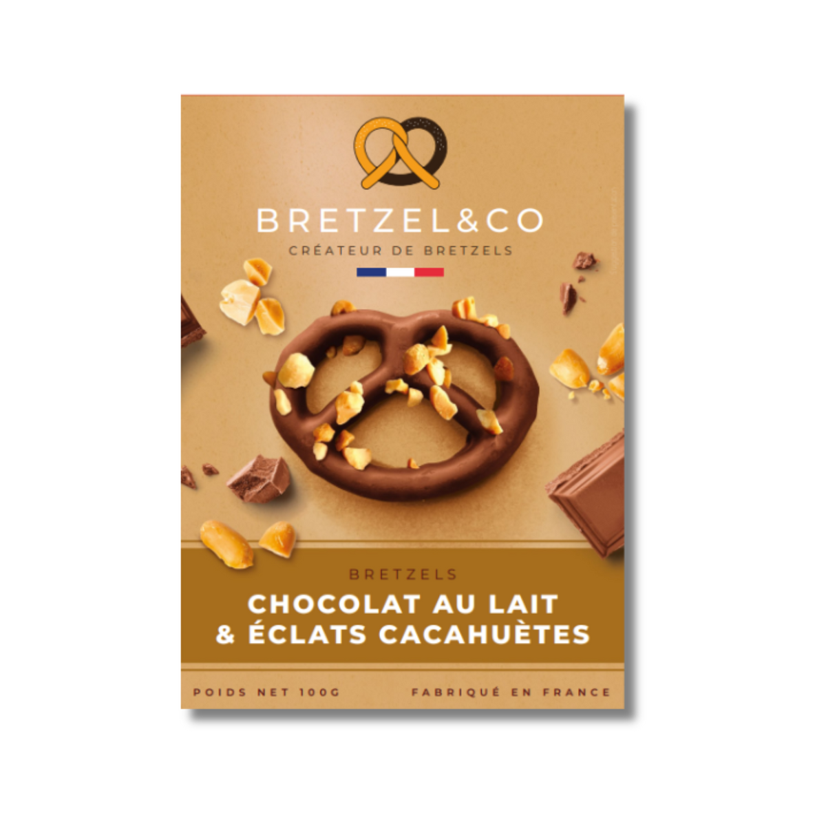 bretzel chocolat au lait - éclats de cacahuètes