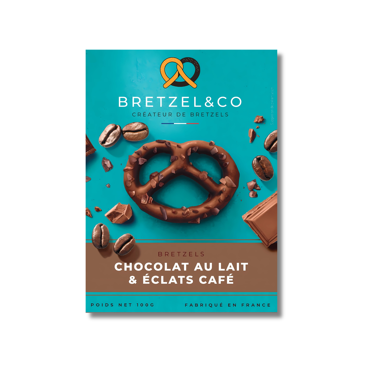 bretzel chocolat au lait - éclats de café