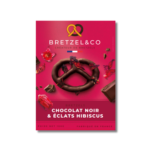 bretzel chocolat noir - fleurs d'hibiscus