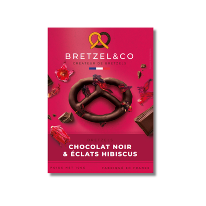 bretzel chocolat noir - fleurs d'hibiscus