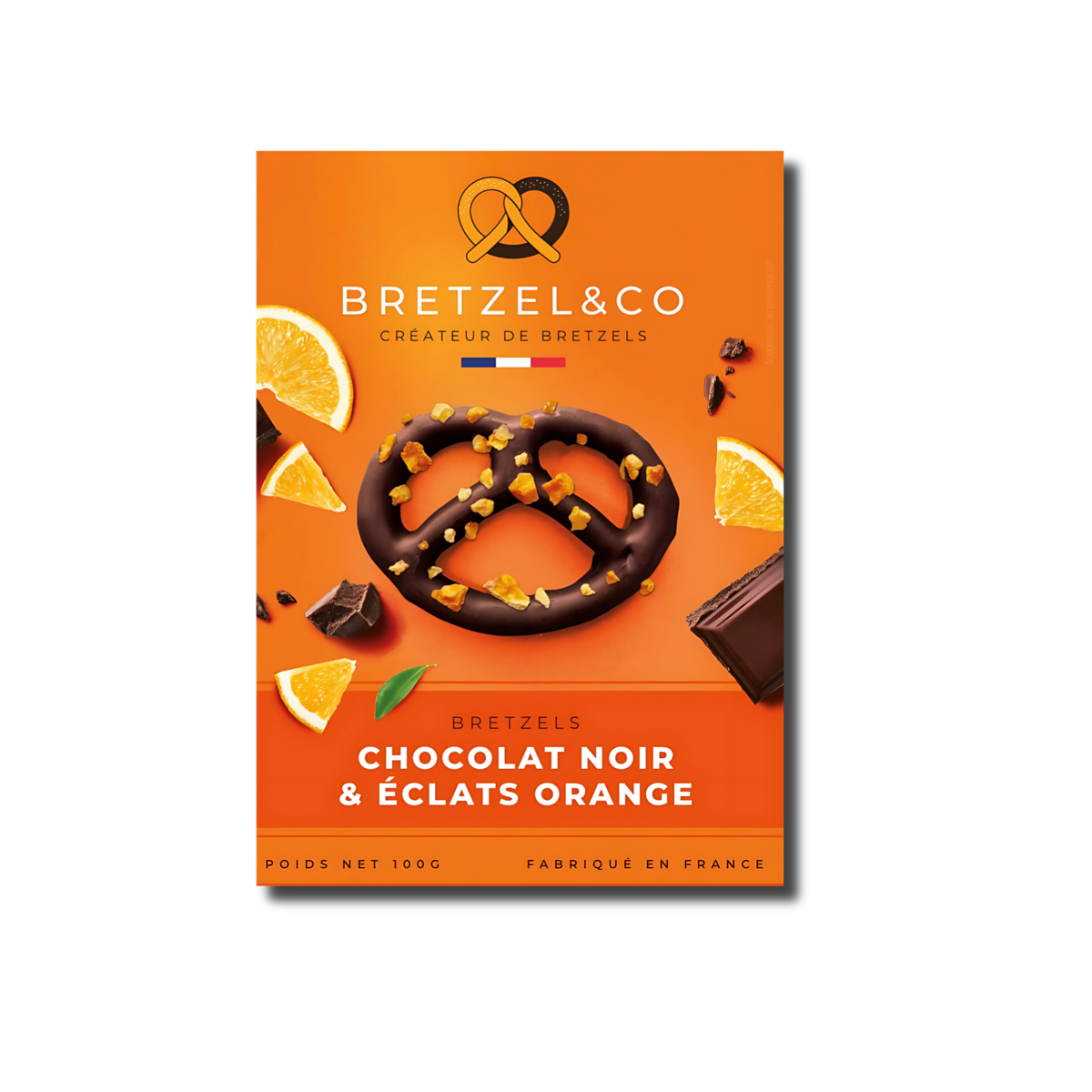 bretzel chocolat noir - éclats d'orange